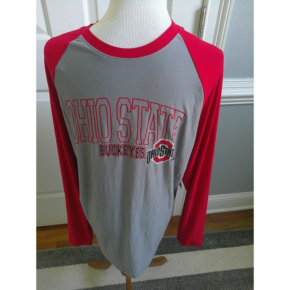NWT Men's Ohio State Buckeyes  Long Sleeve Gray & Red Tee by Sidelines Size Med